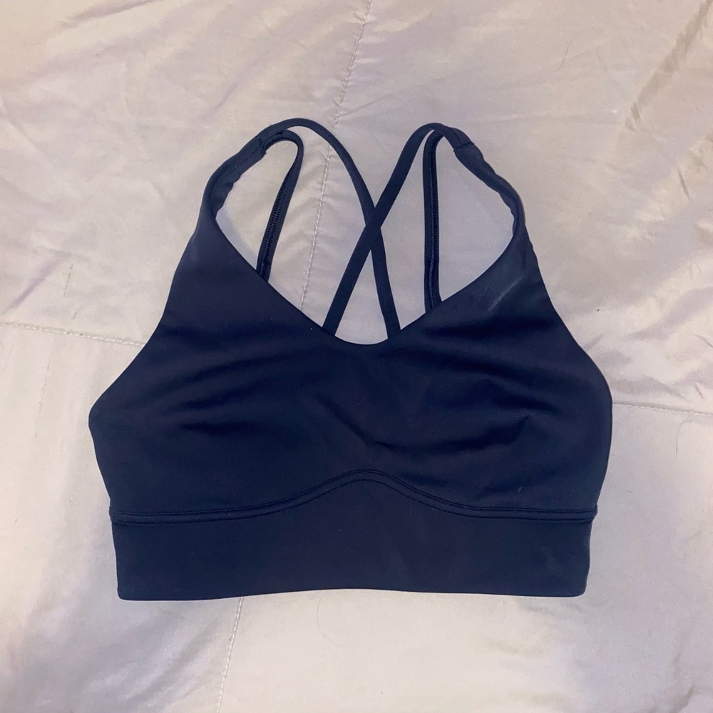 navy blue strappy lululemon sports bra size 6